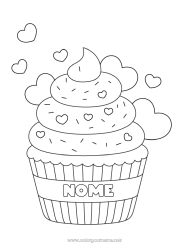 Desenho grátis Bolo Coração Eu te amo Comida Guloseimas, doces Cupcake