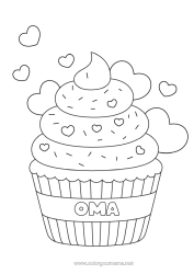 Kinder-Malvorlage Kuchen Herz Ich liebe dich Essen Leckereien, Süßigkeiten Cupcake