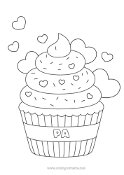 Kleurplaat voor kinderen Taart Hart Ik hou van jou Voedsel Lekkernijen, zoetigheden Cupcake
