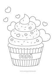 Colorear gratis Tarta Corazón Te amo Alimento Golosinas Magdalena