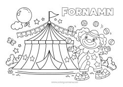 Gratis färgläggning Clown Cirkus Tält