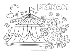 Coloriage gratuit Clown Cirque Chapiteau