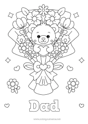 Child coloring page Flowers Heart Kawaii Nanny Games and toys Plush Bouquet