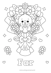 Farvelægningssiden for børn Blomster Hjerte Kawaii Barnepige Spil og legetøj Krammedyr Bukket