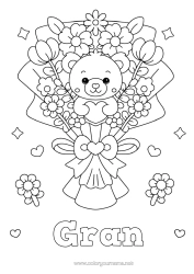 Free colouring Flowers Heart Cute Nanny Games and toys Soft toy Bunch