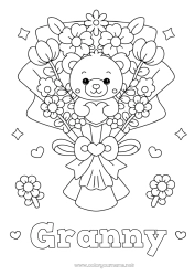 Child coloring page Flowers Heart Kawaii Nanny Games and toys Plush Bouquet