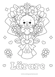 Gratis färgläggning Blommor Hjärta Söt Barnvakt Spel och leksaker Gosedjur Bukett