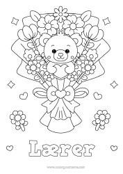 Gratis farvelægning Blomster Hjerte Kawaii Barnepige Spil og legetøj Krammedyr Bukket