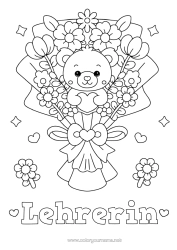 Kostenlose Malvorlage Blumen Herz Kawaii Kindermädchen Spiele und Spielzeug Plüsch Blumenstrauß