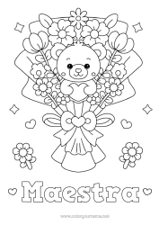 Colorazione gratuita Fiori Cuore Kawaii Tata Giochi e giocattoli Peluche Mazzo