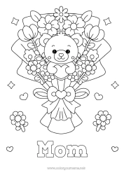 Child coloring page Flowers Heart Kawaii Nanny Games and toys Plush Bouquet