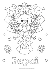 Página de desenho infantil Flores Coração Kawaii Babá Jogos e brinquedos Pelúcia Buquê