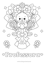 Desenho grátis Flores Coração Kawaii Babá Jogos e brinquedos Pelúcia Buquê