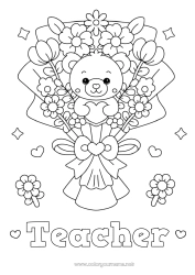 Child coloring page Flowers Heart Kawaii Nanny Games and toys Plush Bouquet