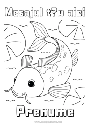 Pagină de colorat gratuită Animal Carp Koi Pește Șansă Japon Animale marine sau acvatice