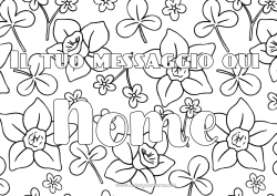 Colorare per personalizzare Fiori Primavera Trifoglio Nome decorato Giunchiglie Sfondo decorativo