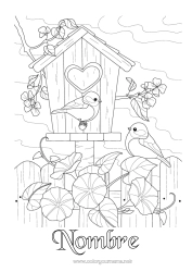 Colorear gratis Pájaro Animales Aves y mamíferos voladores Casita para pájaros Carbonero, Herrerillo