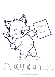 Niño página para colorear Lindo Corazón Arte Zorro Animales Pincel Animales del bosque