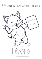 Free colouring Cute Heart Art Fox Animal Brush Forest animals