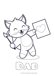 Child coloring page Cute Heart Art Fox Animal Brush Forest animals