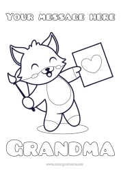 Free coloring Cute Heart Art Fox Animal Brush Forest animals