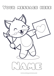 Colouring to customise Cute Heart Art Fox Animal Brush Forest Animals