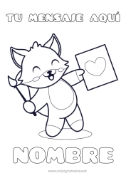 Colorear para personalizar Lindo Corazón Arte Zorro Animales Pincel Animales del bosque
