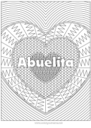 Niño página para colorear Corazón Te amo Nombre decorado Dibujos complejos para colorear Zentangle Fondo decorativo