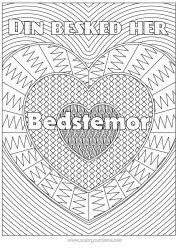 Gratis farvelægning Hjerte Jeg elsker dig. Dekoreret navn Komplekse farvelægninger Zentangle Dekorativ baggrund