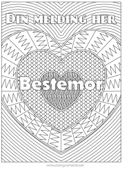 Gratis fargelegging Hjerte Jeg elsker deg. Dekorert navn Komplekse fargelegginger Zentangle Dekorativ bakgrunn