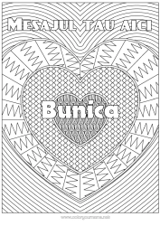 Pagină de colorat gratuită Inimă Te iubesc. Nume decorat Desene de colorat complexe Zentangle Fundal decorativ