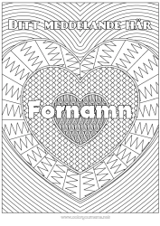 Gratis färgläggning Hjärta Jag älskar dig. Utsmyckat namn Komplexa målarbilder Zentangle Dekorativ bakgrund