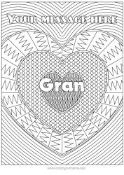 Free colouring Heart I love you. Decorated name Complex colouring pages Zentangle Decorative background