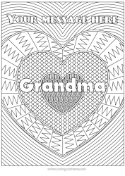 Free coloring Heart I love you Decorated name Complex coloring pages Zentangle Decorative background