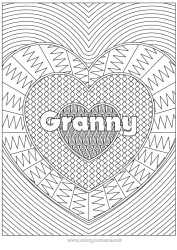 Child coloring page Heart I love you Decorated name Complex coloring pages Zentangle Decorative background