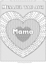 Pagină de colorat gratuită Inimă Te iubesc. Nume decorat Desene de colorat complexe Zentangle Fundal decorativ