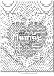 Página de desenho infantil Coração Eu te amo Nome decorado Colorações Complexas Zentangle Fundo decorativo