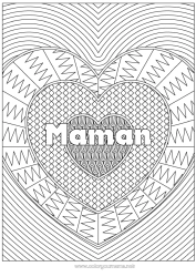 Coloriage enfant Coeur Je t'aime Nom décoré Coloriages complexes Zentangle Fond décoratif