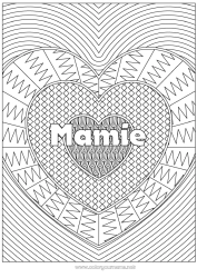Coloriage enfant Coeur Je t'aime Nom décoré Coloriages complexes Zentangle Fond décoratif