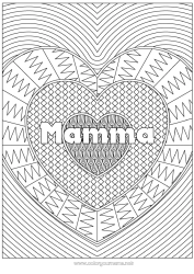 Pagina da colorare per bambini Cuore Ti amo Nome decorato Colorazioni complesse Zentangle Sfondo decorativo