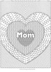 Child coloring page Heart I love you Decorated name Complex coloring pages Zentangle Decorative background