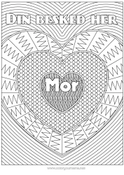 Gratis farvelægning Hjerte Jeg elsker dig. Dekoreret navn Komplekse farvelægninger Zentangle Dekorativ baggrund