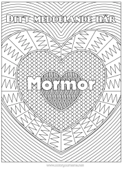 Gratis färgläggning Hjärta Jag älskar dig. Utsmyckat namn Komplexa målarbilder Zentangle Dekorativ bakgrund