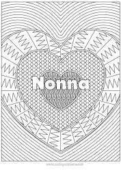 Pagina da colorare per bambini Cuore Ti amo Nome decorato Colorazioni complesse Zentangle Sfondo decorativo
