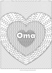 Kinder-Malvorlage Herz Ich liebe dich Dekorierter Name Komplexe Ausmalbilder Zentangle Dekorativer Hintergrund