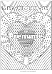Desen liber de colorat Inimă Te iubesc. Nume decorat Desene de colorat complexe Zentangle Fundal decorativ