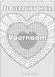 Gratis kleurplaat Hart Ik hou van jou Gedecoreerde naam Complex Kleurplaten Zentangle Decoratieve achtergrond
