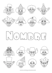 Colorear para personalizar Clown Circo Cabeza
