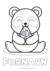 Gratis farvelægning Sød Kawaii Dyr Panda Nem farvelægning Andre dyr i verden Pizza