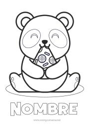 Colorear gratis Lindo Kawaii Animales Panda Dibujos fáciles para colorear Otros animales del mundo Pizza